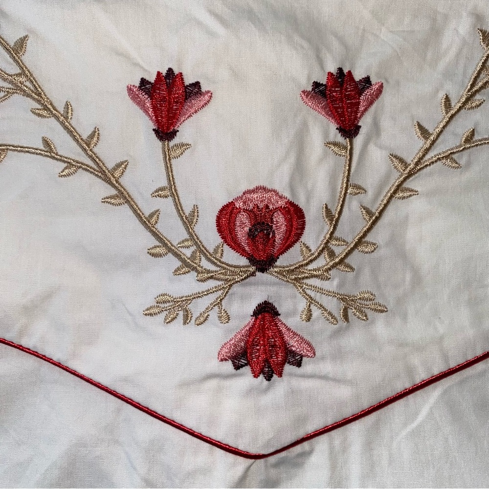 Lucky & Blessed 100% Cotton Snap Button Shirt with Red Floral Embroidery - Picture 10 of 11